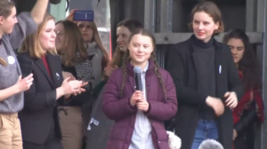 Greta Thunberg mit anderen jungen Klimaaktivisten in Brüssel 21.02.2019 