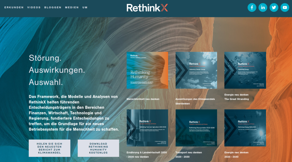 Titelbild des ThinkTanks RethinkX