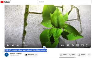 Screenshot - Der wahre Preis der Elektroautos, auf dem Kanal von Herbert Fechner