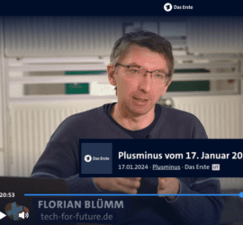 Das ist Florian Blümm. PlusMinus stellt ihn uns als Tech-Blogger vor. In Wahrheit ist er Energiewendegegner und Autor für Nuklearia.