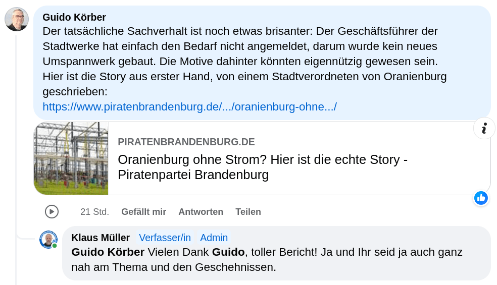 Zu viele Wärmepumpen sind schuld - Die Piratenpartei vor Ort